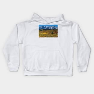 Trees With Mountain Range In The Background Kids Hoodie